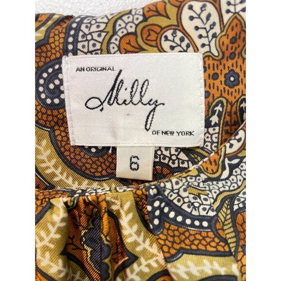 Milly Of New York Boho Paisley Print Silk Shift Dress Size 6 - Picture 4 of 5